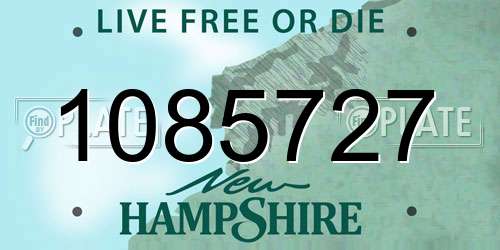1085727 New Hampshire License Plate