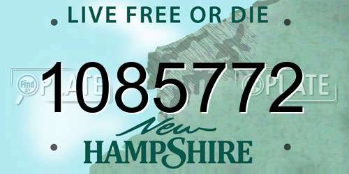 1085772 New Hampshire License Plate