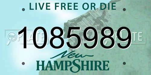 1085989 New Hampshire License Plate