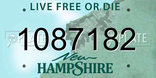 1087182 New Hampshire License Plate