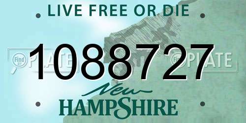 1088727 New Hampshire License Plate