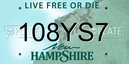 108YS7 New Hampshire License Plate