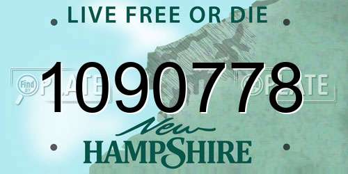 1090778 New Hampshire License Plate