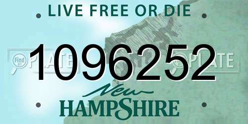 1096252 New Hampshire License Plate