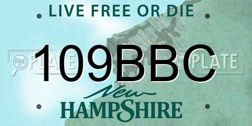 109BBC New Hampshire License Plate