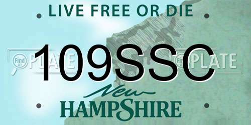 109SSC New Hampshire License Plate