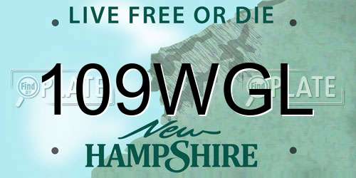 109WGL New Hampshire License Plate