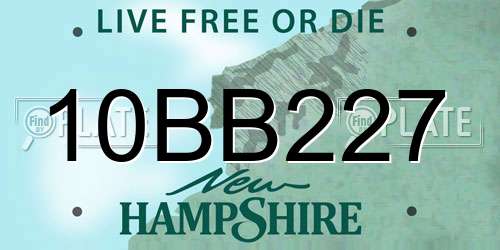 10BB227 New Hampshire License Plate
