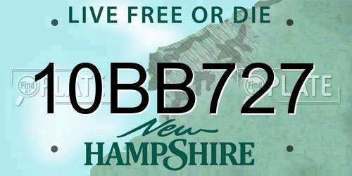10BB727 New Hampshire License Plate