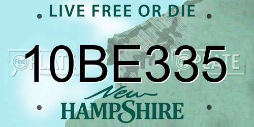 10BE335 New Hampshire License Plate
