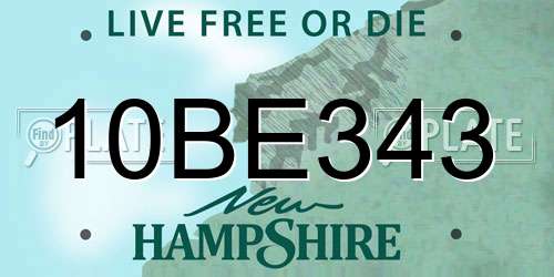 10BE343 New Hampshire License Plate