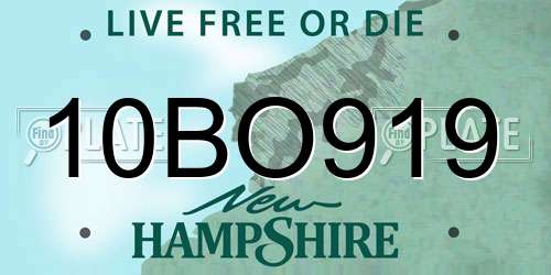 10BO919 New Hampshire License Plate