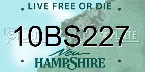 10BS227 New Hampshire License Plate
