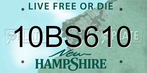 10BS610 New Hampshire License Plate