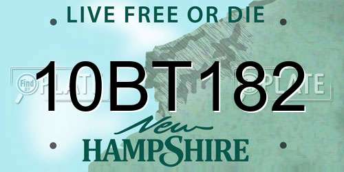 10BT182 New Hampshire License Plate