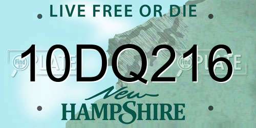 10DQ216 New Hampshire License Plate