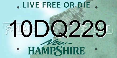 10DQ229 New Hampshire License Plate