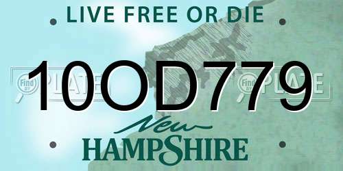 10OD779 New Hampshire License Plate