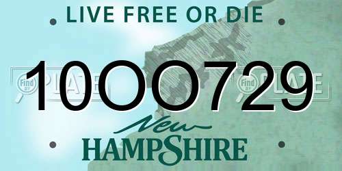 10OO729 New Hampshire License Plate