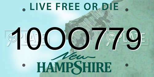 10OO779 New Hampshire License Plate