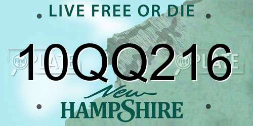 10QQ216 New Hampshire License Plate