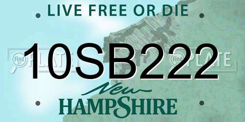 10SB222 New Hampshire License Plate