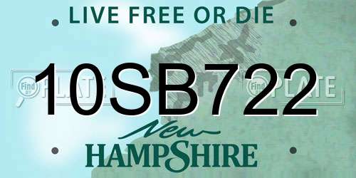 10SB722 New Hampshire License Plate