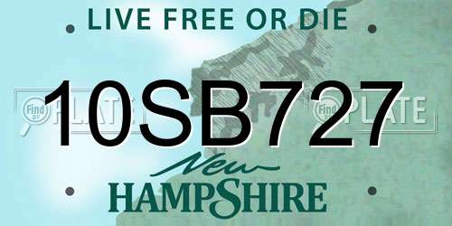 10SB727 New Hampshire License Plate
