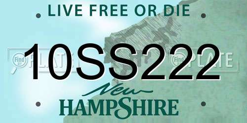 10SS222 New Hampshire License Plate