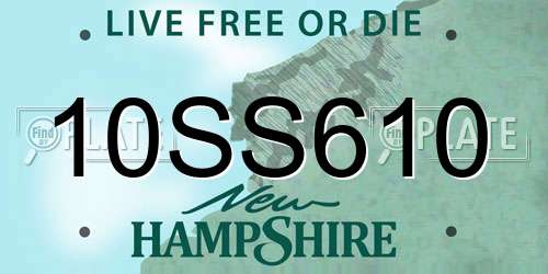 10SS610 New Hampshire License Plate