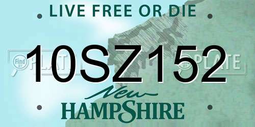 10SZ152 New Hampshire License Plate