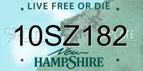 10SZ182 New Hampshire License Plate