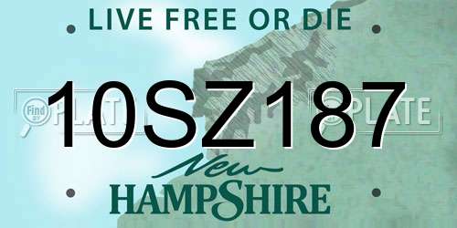 10SZ187 New Hampshire License Plate