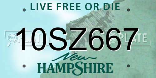 10SZ667 New Hampshire License Plate