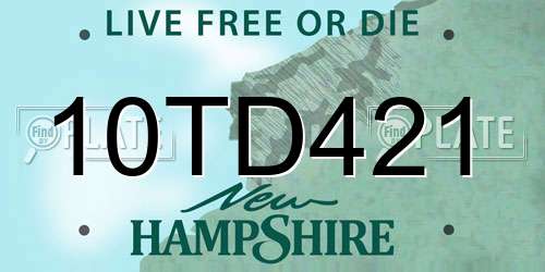 10TD421 New Hampshire License Plate