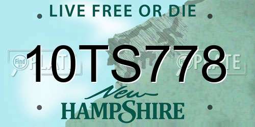 10TS778 New Hampshire License Plate