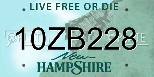 10ZB228 New Hampshire License Plate