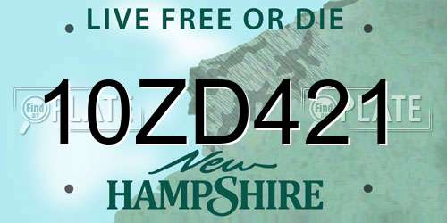 10ZD421 New Hampshire License Plate