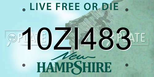 10ZI483 New Hampshire License Plate