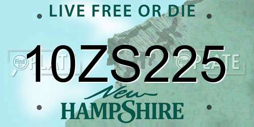 10ZS225 New Hampshire License Plate