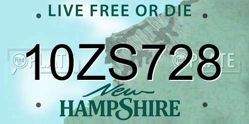 10ZS728 New Hampshire License Plate