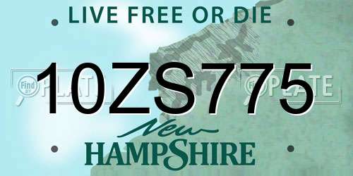 10ZS775 New Hampshire License Plate