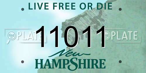 11011 New Hampshire License Plate