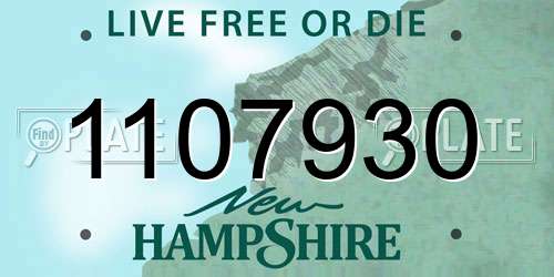 1107930 New Hampshire License Plate