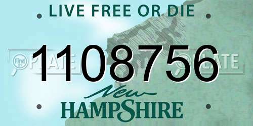 1108756 New Hampshire License Plate