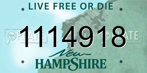 1114918 New Hampshire License Plate