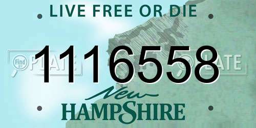1116558 New Hampshire License Plate