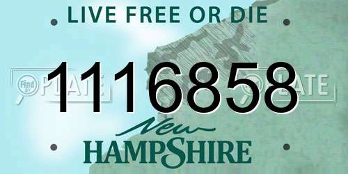 1116858 New Hampshire License Plate