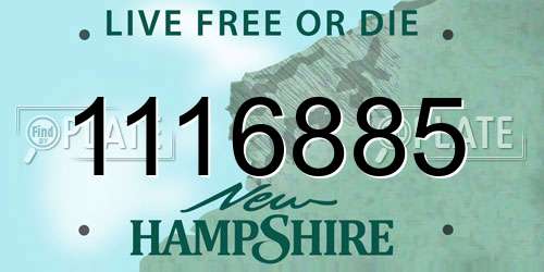 1116885 New Hampshire License Plate