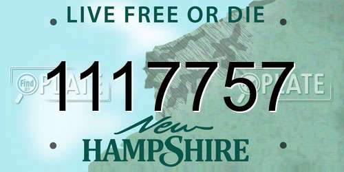 1117757 New Hampshire License Plate